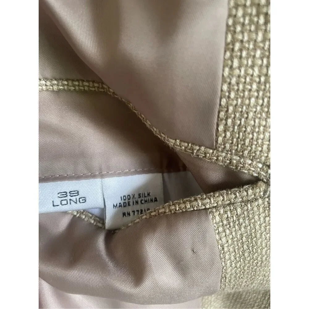 Versini 100% Silk Sport Coat Blazer Jacket Men’s 39 Long Beige/ Tan/ Woven